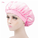 Pink Satin Sleep Bonnet Elastic Wide Band Hat Night Sleeping Head Cover