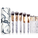  10PCS Professional Cosmetic Tools Pink Marble Handle Makeup Brush Kit with Barrel