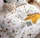  Comforter Queen Size, 600 Thread Count Cotton White Printed with Blue & Blush Flowers Cotton Comforter Set, Down Alternative Bedding Set 3PCS