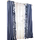  China Factory Supply Cheap Promotional Blue Elegant Design Printed Fabric Curtain