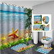  Hot Sale Summer Bench Style 3D Printed Waterproof Bathroom Set with Shower Curtain and Rug