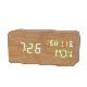 Desk Wood Calendar LED Alarm Clock Voice Control Temperature Display