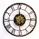 Skeleton Black Gold Colour New Arrival 60cm Moving Cog Gear Round Metal Wall Clock