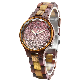  Bewell Luxury Shining Stone Faded Colors Wood Made Women Wrist Wood Watch