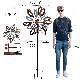  Floral Cutout Jumbo Garden Stick Antique Bronze Patina Colored Metal Craft Windmill Wind Spinner for The Garden Decoration in 75 Inch Tall