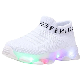  New Boys Socks Shoes LED Lights Girls Sneakers Fashion Flying Woven Luminous Sports Shoes for Kids
