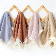  Double Layers Cotton Print Muslin Swaddle with Tassel Trim Baby Blanket