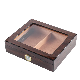 Clear Glass Thermostatic Cedar Wood Cigar Clamshell Box