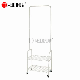  Multifunctional Adjustable Steel Garment Rack with 2 Wire Shelves on Wheels