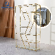  Living Room Furniure Golden Luxury Stainless Steel Tempering Galss Wine Cabinet