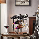 Tabletop Countertop Wood Base Metal Wine Bottle Display Rack Wine Glass Holder with 6wine Bottle Holders 4glasses Holder