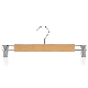 Natural Plywood Solid Wooden Pant Kids Bottom Hanger with Metal Clips