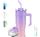  Double Wall Vacuum Reusable Stainless Steel Tumbler with Handle and Straw Lid
