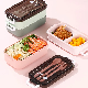  Plastic Lunch Box with Grids Microwave Oven Supported Student Lunch Box