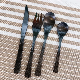  Custom Stainless Steel Hammered Black Cutlery Set with Knife, Fork and Spoon