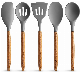  Kitchen Utensil 5 Piece Silicone Authentic Acacia Hardwood Handles Utensils Set