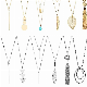 12 Pieces Long Pendant Necklaces Set Tassel Leaf Circle Women Bar Necklace