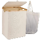  Multipurpose Linen Storage Basket with Lid and Bamboo Handle for Bathroom Closet Laundry
