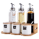 Kitchenware Bamboo Ceramic Condiment Seasoning Jar Glass Oil Bottle Storage Set