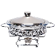  2.0L Round Chafing Dish with Glass Cooking Pot Food Warmer Arabic Restaurant Hotel Stainless Steel Chafing Dish