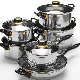  Bakelite Handle 12PCS Stainless Steel Cookware Set with Fry Pan