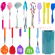 Kitchenware Heat Resistant Silicone with Stainless Steel Handle Cooking Set