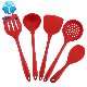 6-Piece Red Silicone Kitchenware Cooking Spoon and Spatula Set