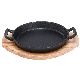  Cast Iron Oval Roasting Pan Baking Dish with Wooden Board