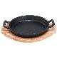  Cast Iron Oval Roasting Pan Baking Dish with Wooden Board