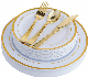 125PCS Gold Plastic Dinnerware Set for Party