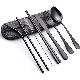  Camping Portable Stainless Steel Black Plated Cutlery Set with Bag