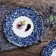  Gold Rim Bone China Blue Luxury Dinner Plates for De Luxe Hotel