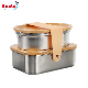  Stainless Steel Lunch Box Portable Bowl Food Container for Picnic with Bamboo Lid Camping Dinner Bowls Set
