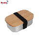  Stainless Steel Lunch Box with Bamboo Lid Eco Friendly Custom Logo Food Packing Bento Tiffin Lunch Box Food Storage Container