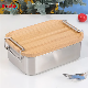  Eco-Friendly 18/8 Stainless Steel Bamboo Lid Bento Food Packing Box Camping Nature Material Lunch Box with 2 Buckles