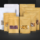  Wholesale Cheap Recycled Nuts Packaging Pouch Brown Kraft Paper Zipper Bag with Window