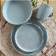  Matt Blue with White Dots 16 Piece Dinnerware Set, Stoneware Dish Set Service for 4, Kitchen Plates and Bowls Set with Mugs, Blue Dinnerware Sets