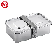  Eco-Friendly SUS304 Fridge Vegetable Storage Food Container Custom Tin Crisper Food Storage Lunch Box with Lid Belt Elastic Strip