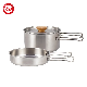  Customized Stainless Steel Cookware Camping Mess Kit Pot Set with Foldable Handle