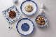  High Quality White and Blue Elegant Melamine Round Dinner Plate