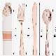  Silverware Knife Fork and Spoon Flatware Disposable Copper Rose Gold Plastic Cutlery Set for Wedding and Party