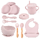  Silicone Dinner Plate Ins Wind Baby′ S Silica Gel Suction Cup Bowl Soft Spoon Baby Feeding Bib Set