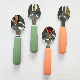  Food Grade Toddler Utensils Cutlery Stainless Steel Spoons and Forks Set Silicone Handle Flatware Cutlery Spoon Fork