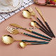  Bulk Portugal Western PVD Golden Cutlery Set Kitchenware Knife Fork Spoons Handle Painting Stainless Steel Flatware Tableware Set