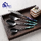  Black Gold New Cutlery Set Embossed Marble Stainless Steel Flatware Spoon Knife Fork Gift Set for 6