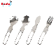  Korean Foldable Stainless Steel Portable Camping Travel Cutlery Set Fork and Spoon for School Kids Students