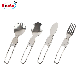  Korean Foldable Stainless Steel Portable Camping Travel Cutlery Set Fork and Spoon for School Kids Students