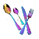  Small Colorful Spoons and Forks Stainless Steel for Dinner