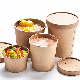  Eco-Friendly Disposable Kraft Paper Bowl Packaging Cup Bag Take Away Salad Bowl with Lid