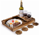  Rustic Burnt Design Wine Serving Tray Wooden Restaurant Wine Tray